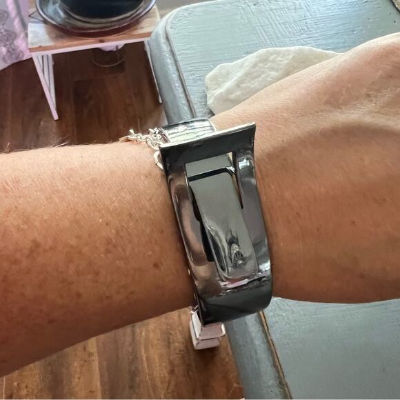 Gunmetal Hinged Bangle Bracelet - Picture 5 of 10